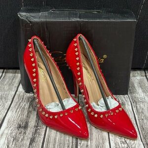 Womens Fashion Sexy Patent Pointy Toe Studs Spike High Heel Pump Party Shoes 6.5